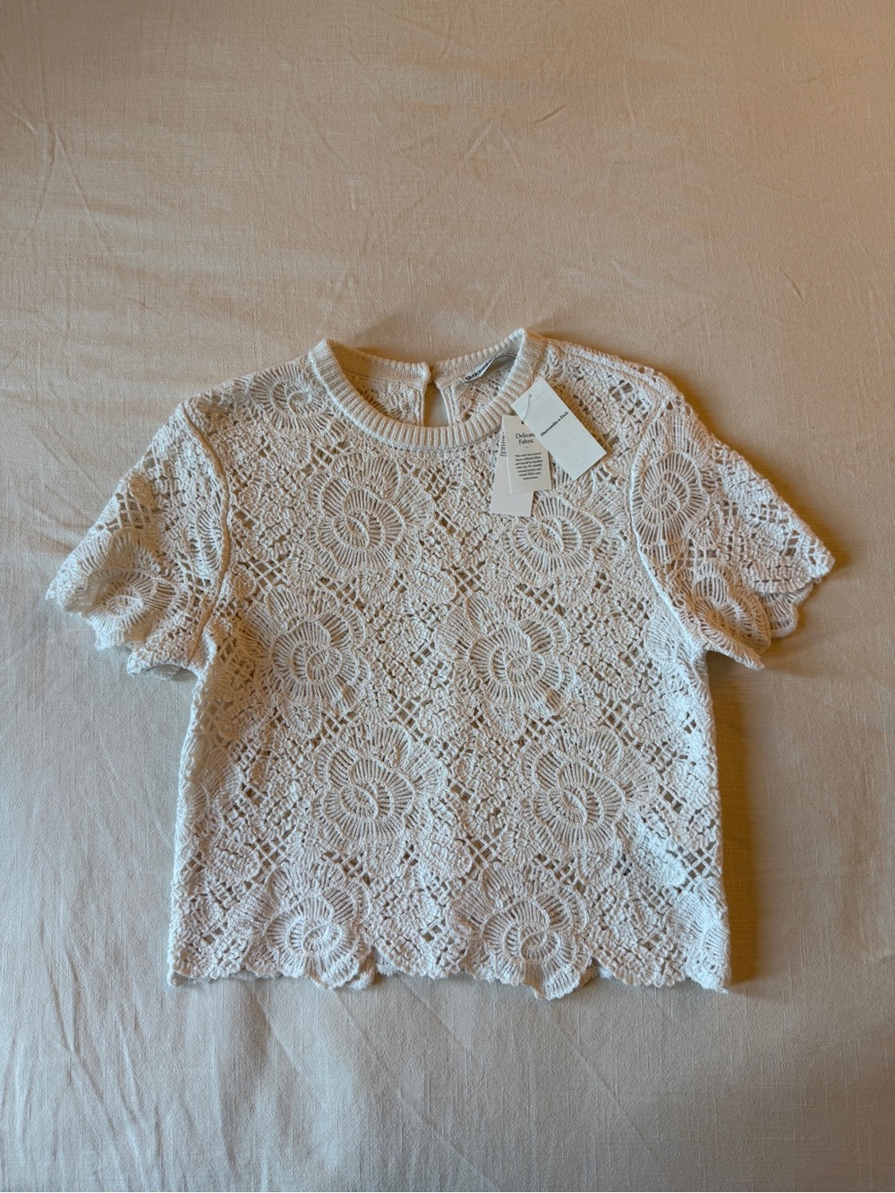A&F Crochet Lacy Tee in Ivory